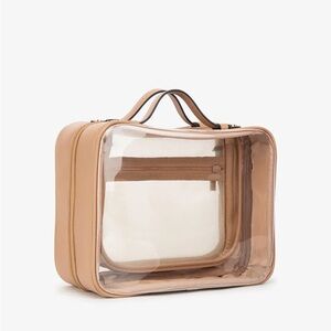 CALPAK Large Clear Cosmetics Case in Caramel